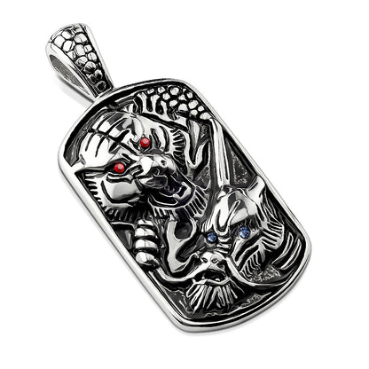 Gemmed Eye Tiger & Dragon Pendant
